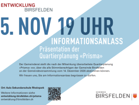 Informationsanlass zur Quartierplanung «Prisma» am 5. November 2026